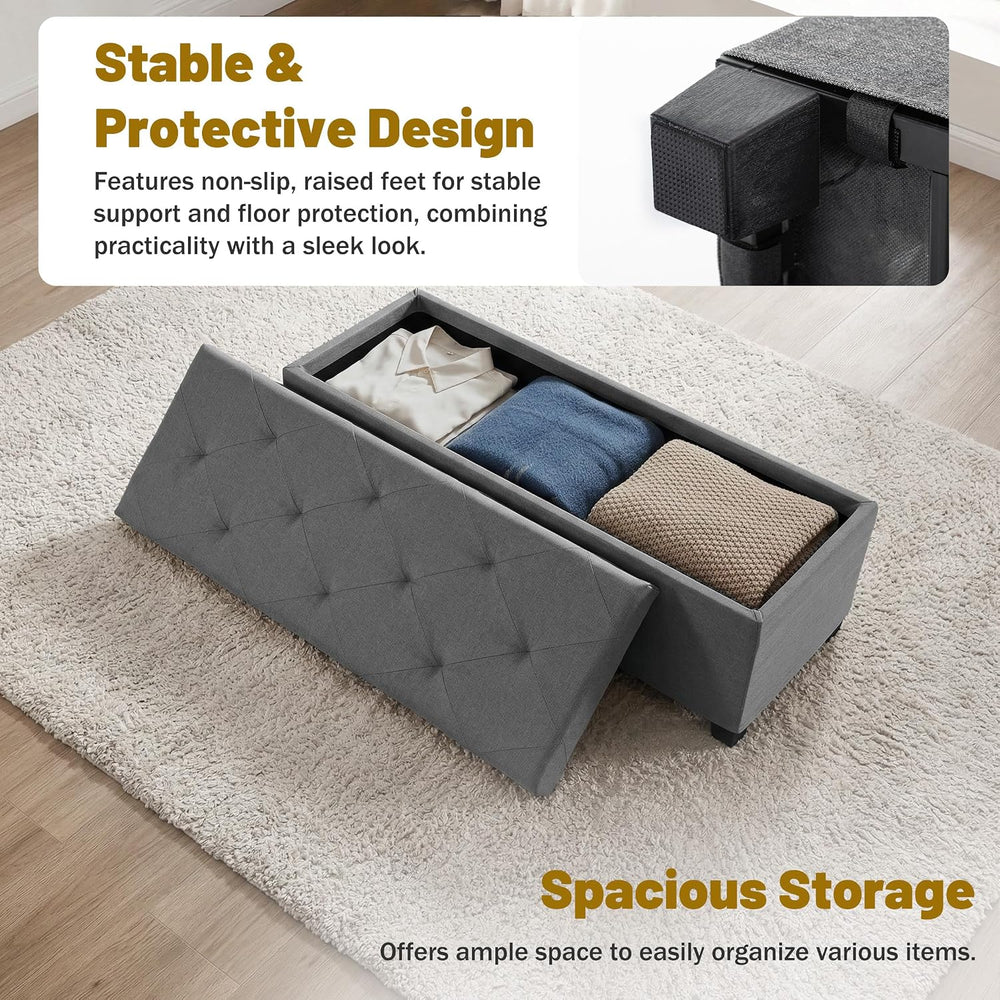 DUMOS Storage Ottoman Bench, 43.3 Inch End of Bed Bench for Living Room