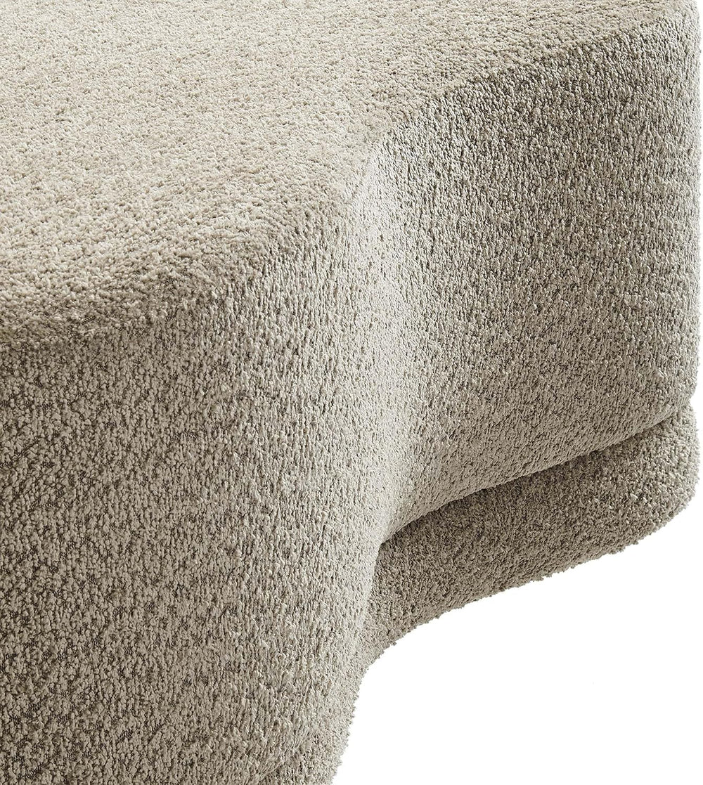 Modway Nimbus 48 Inch Curved Ottoman Bench in Oat - Soft Fabric Chenille Otto...