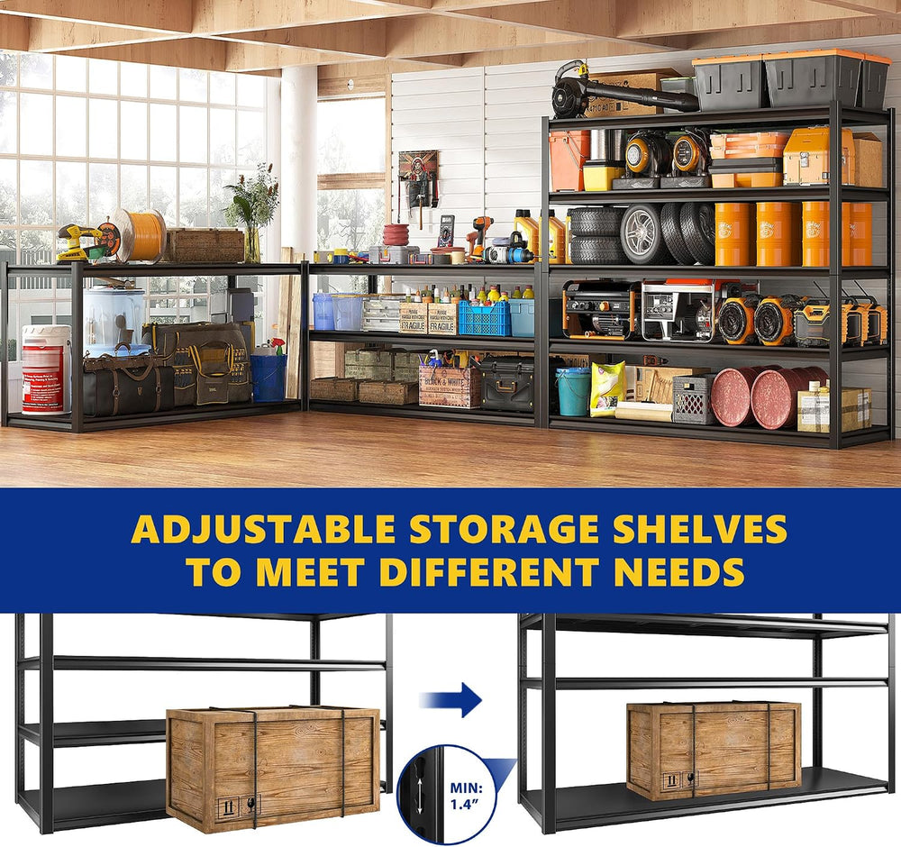REIBII Garage Shelving 48.2" W Storage Shelves 3000LBS Metal Shelving He...