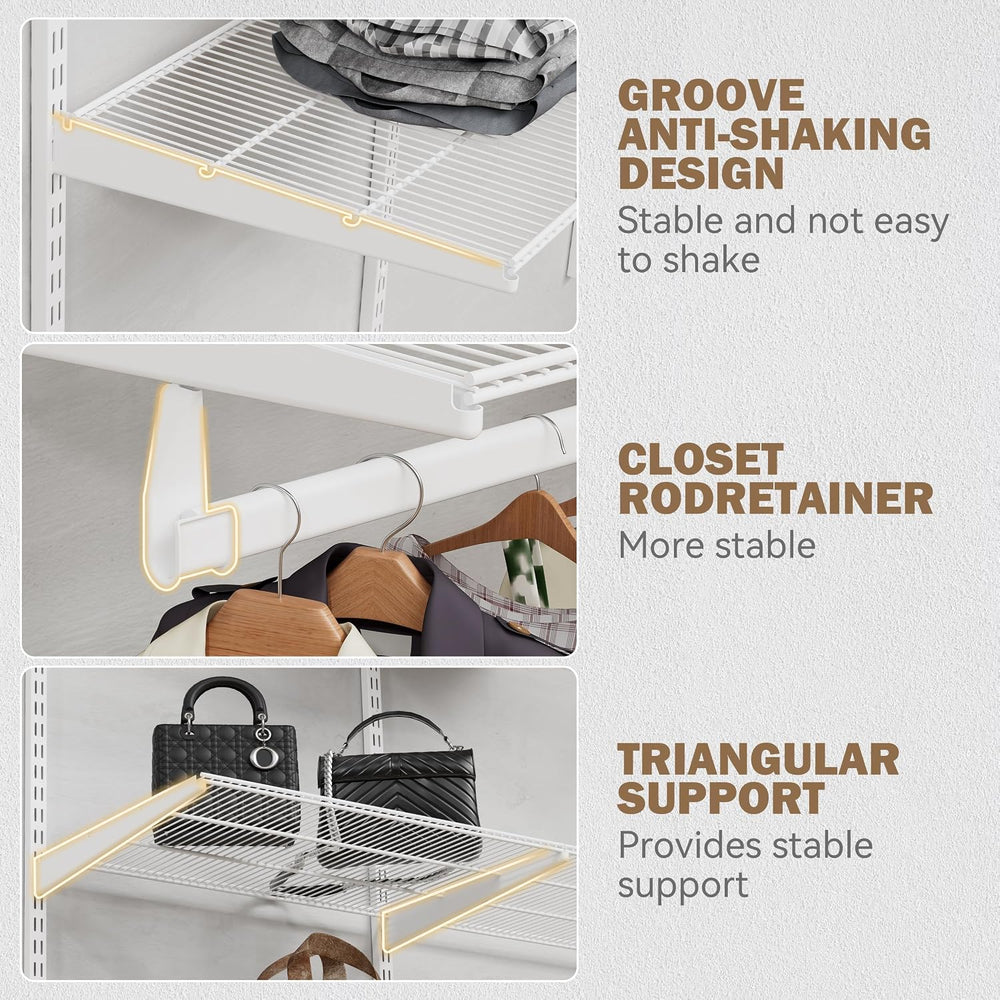 Wall Mounted Wire Closet System, White, 2-4Ft