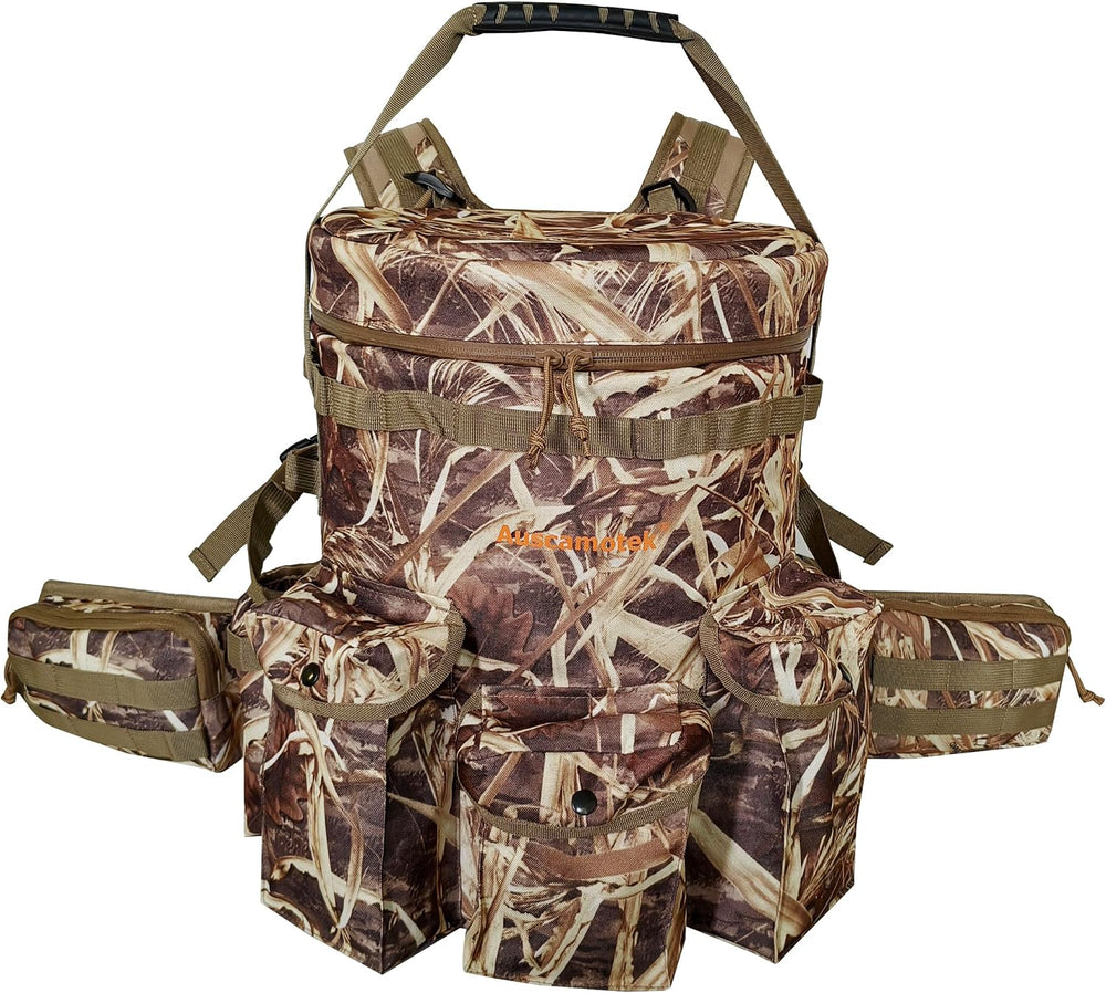 AUSCAMOTEK Insulated Bucket Backpack with 360° Swivel Lid – Camo Cooler Backp...
