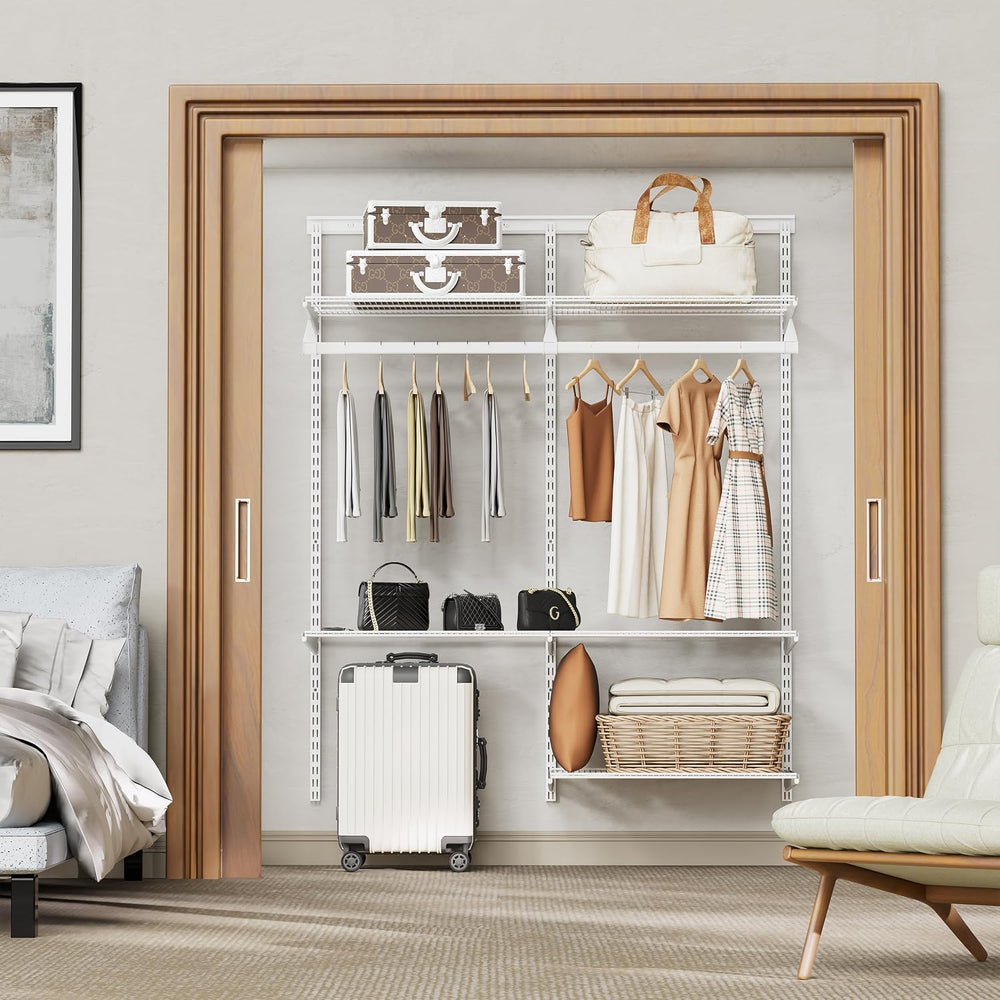 Wall Mounted Wire Closet System, White, 2-4Ft