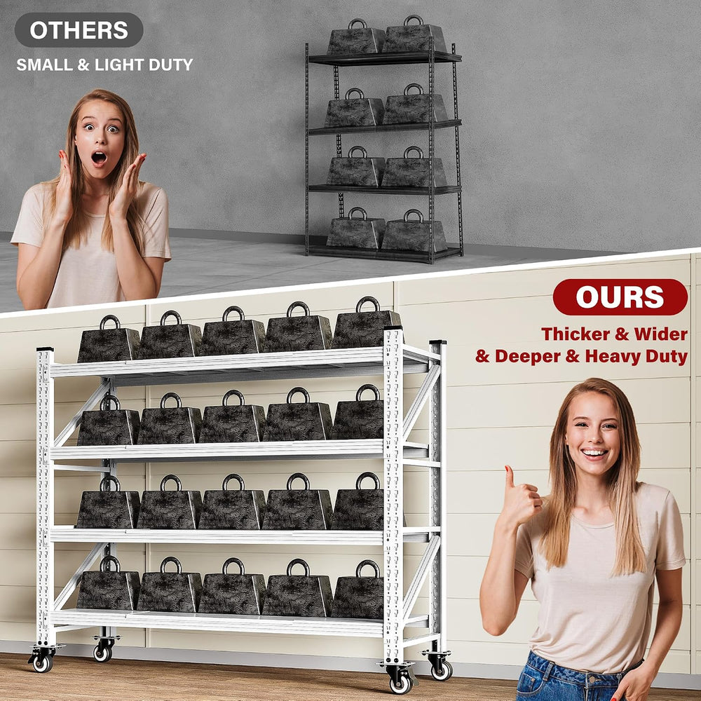 75.6" Tall Storage Shelves with Wheels,Rolling Heavy Duty Garage Shelvin...