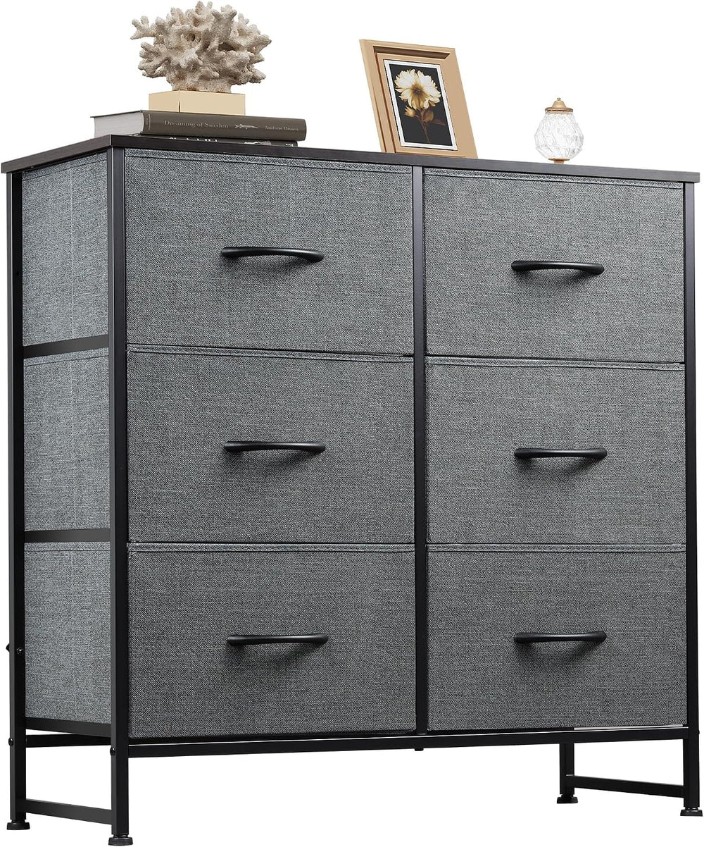 WLIVE Dresser for Bedroom with 6 Drawers, Dark Grey