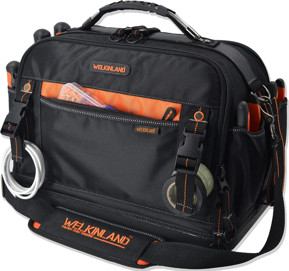 WELKINLAND 42-Pocket Tool Organizer, 16- Inch Hard Bottom Tool Bag