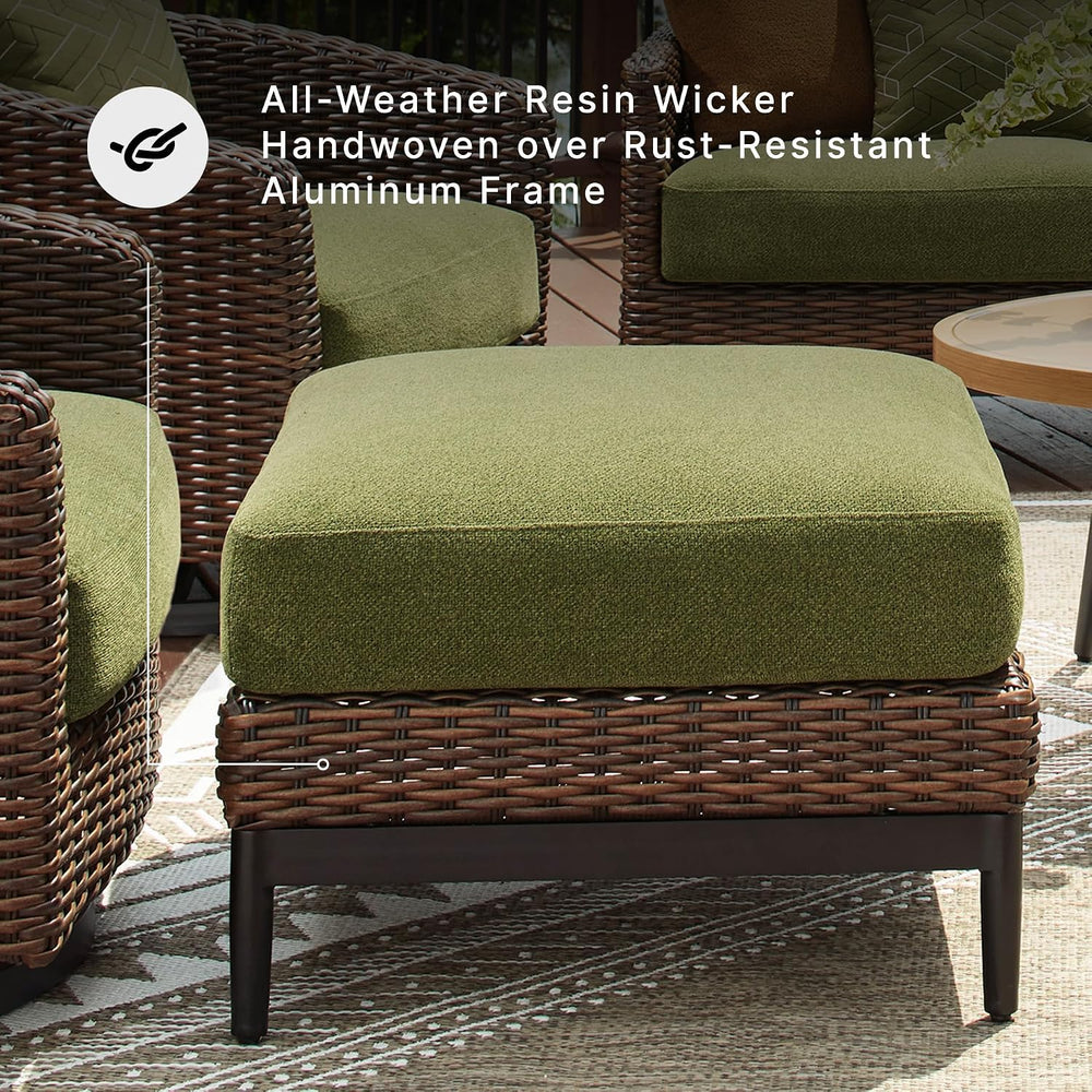 Signature Design by Ashley Outdoor Ottoman with Cushion, 28" Square Green