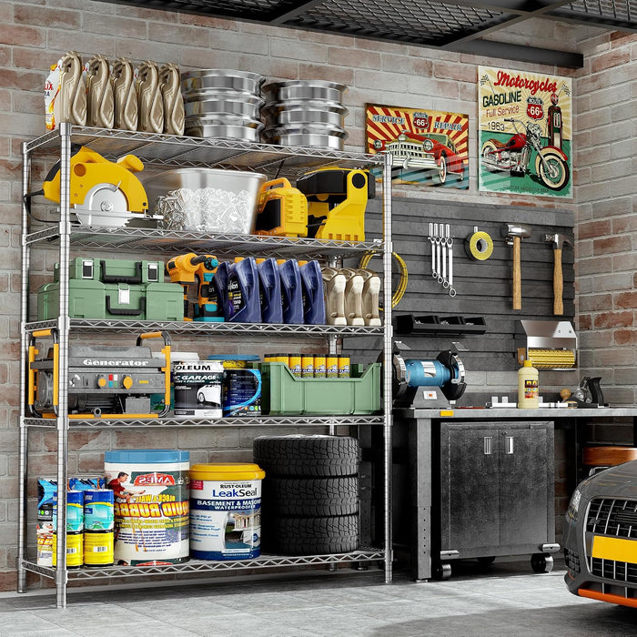 Storage Shelves Heavy Duty, 2 PCS 48" L x 20" W x 72" H Garage Wire Shelving Unit Loads 2000LBS, 5-Tier Adjustable Metal Industrial Utility Shelf Rack for Kitchen, Laundry Room, Warehouse, Basement