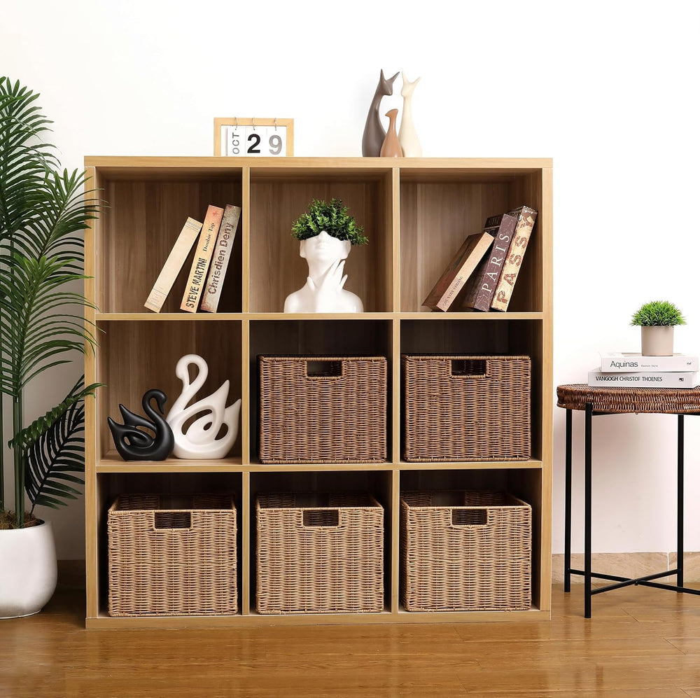 Wicker Storage Basket - Large 12x12x10in Cube, Woven Wicker for Shelves, Pant...