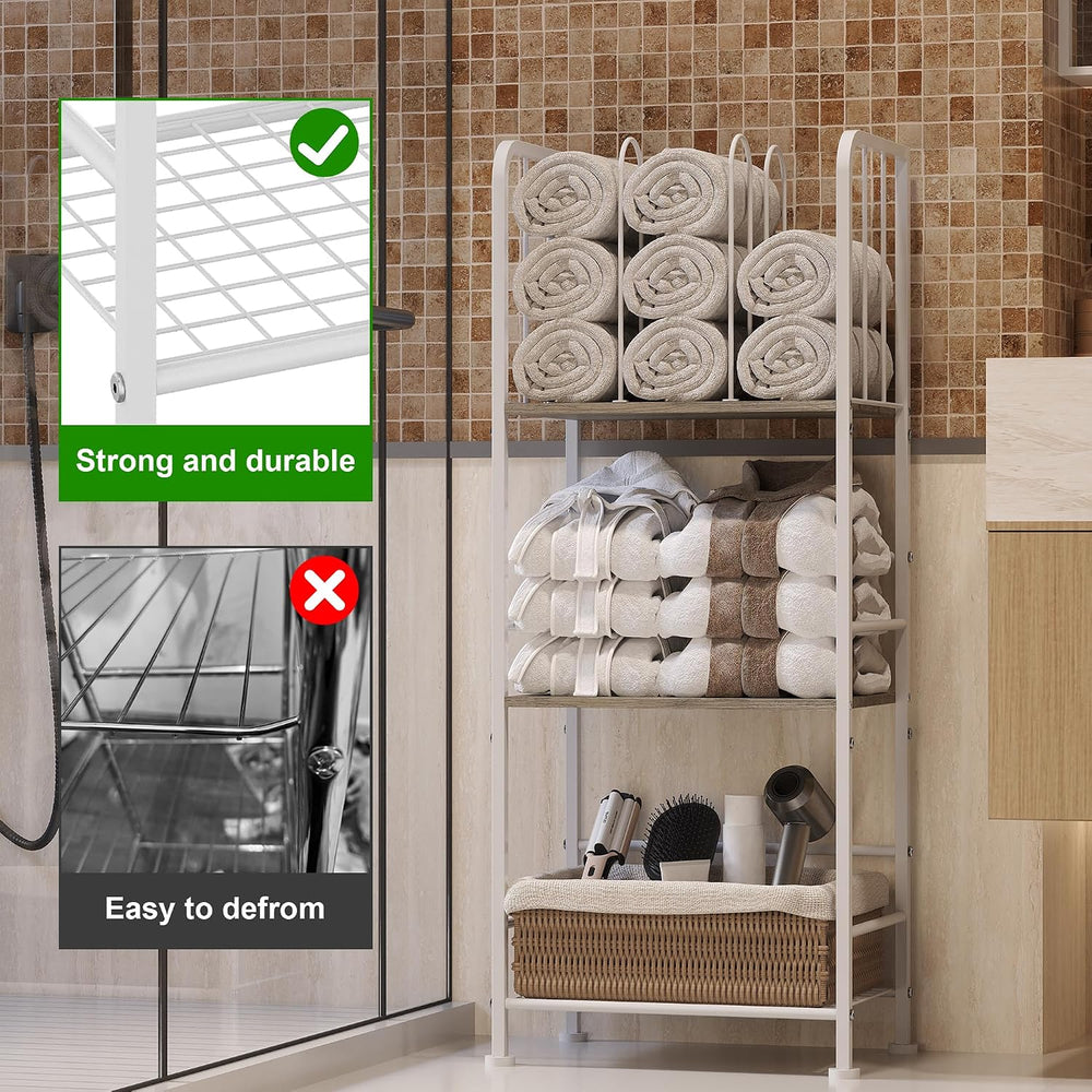 3-Tier Freestanding Towel Racks for Bathroom, White Towel Rack Stand