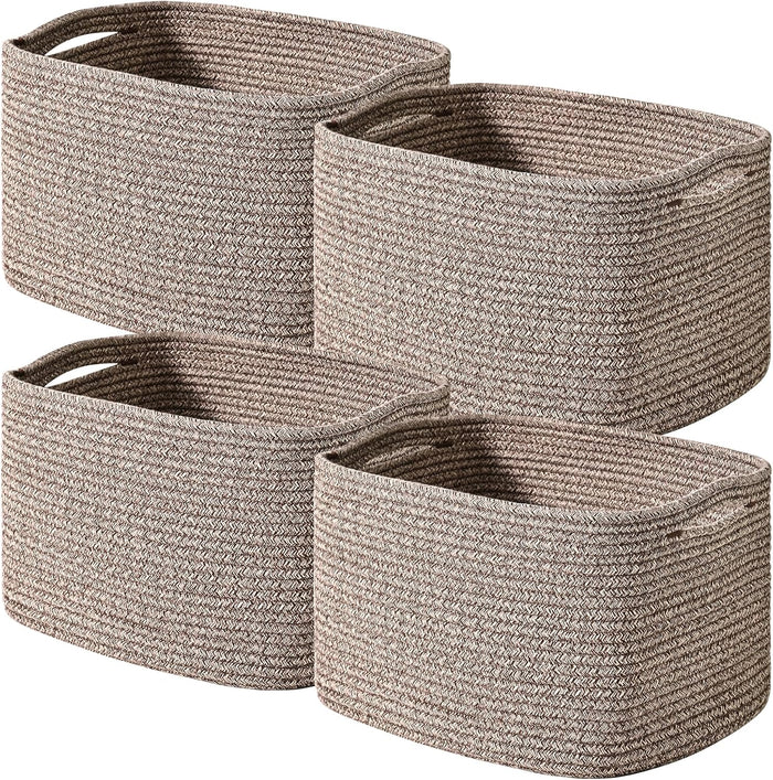 Storage Baskets for Shelves Organizing, Woven Cotton Rope Baskets for Storage