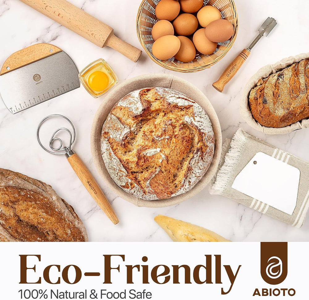 ABIOTO Sourdough Bread Baking Kit - 14-Piece Set with 10" Round & 11...