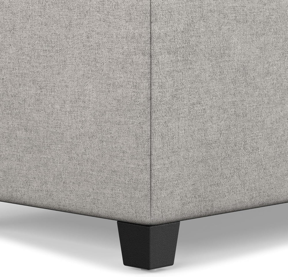 SIMPLIHOME Shiloh 48" Wide Vegan Leather Ottoman in Chestnut Brown