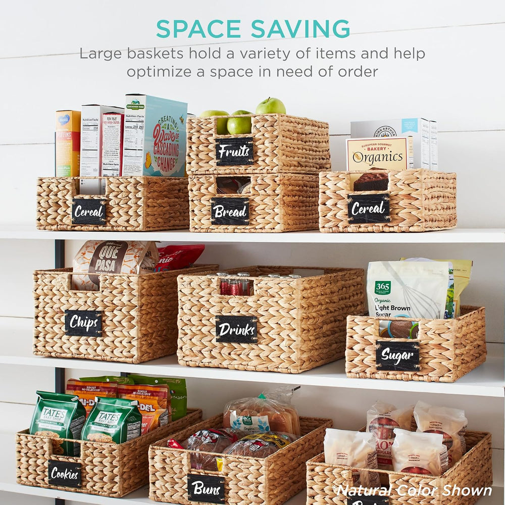 Best Choice Products Pantry Baskets Set of 2 16x12in Water Hyacinth Storage B...