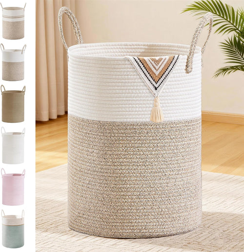 100l extra large tall cotton rope laundry basket, main product view