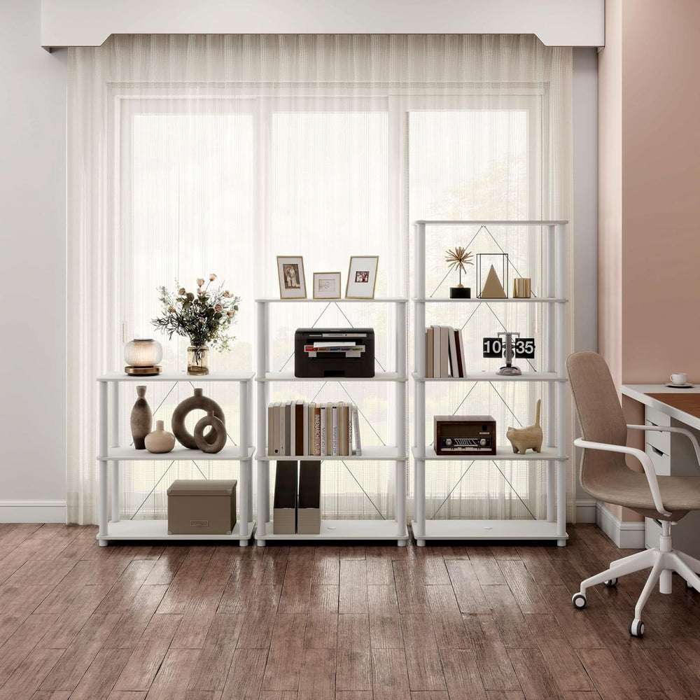 Homes: Inside + Out Apexa Modern 4-Tier Wide Shelving Units, Collectibles Dis...