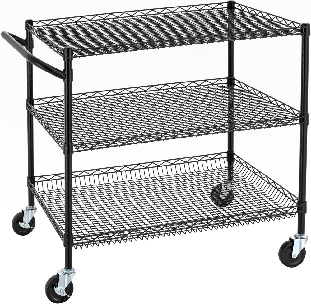 Finnhomy 3 Tier Heavy Duty Commercial Grade Utility Cart, Wire Rolling Cart w...