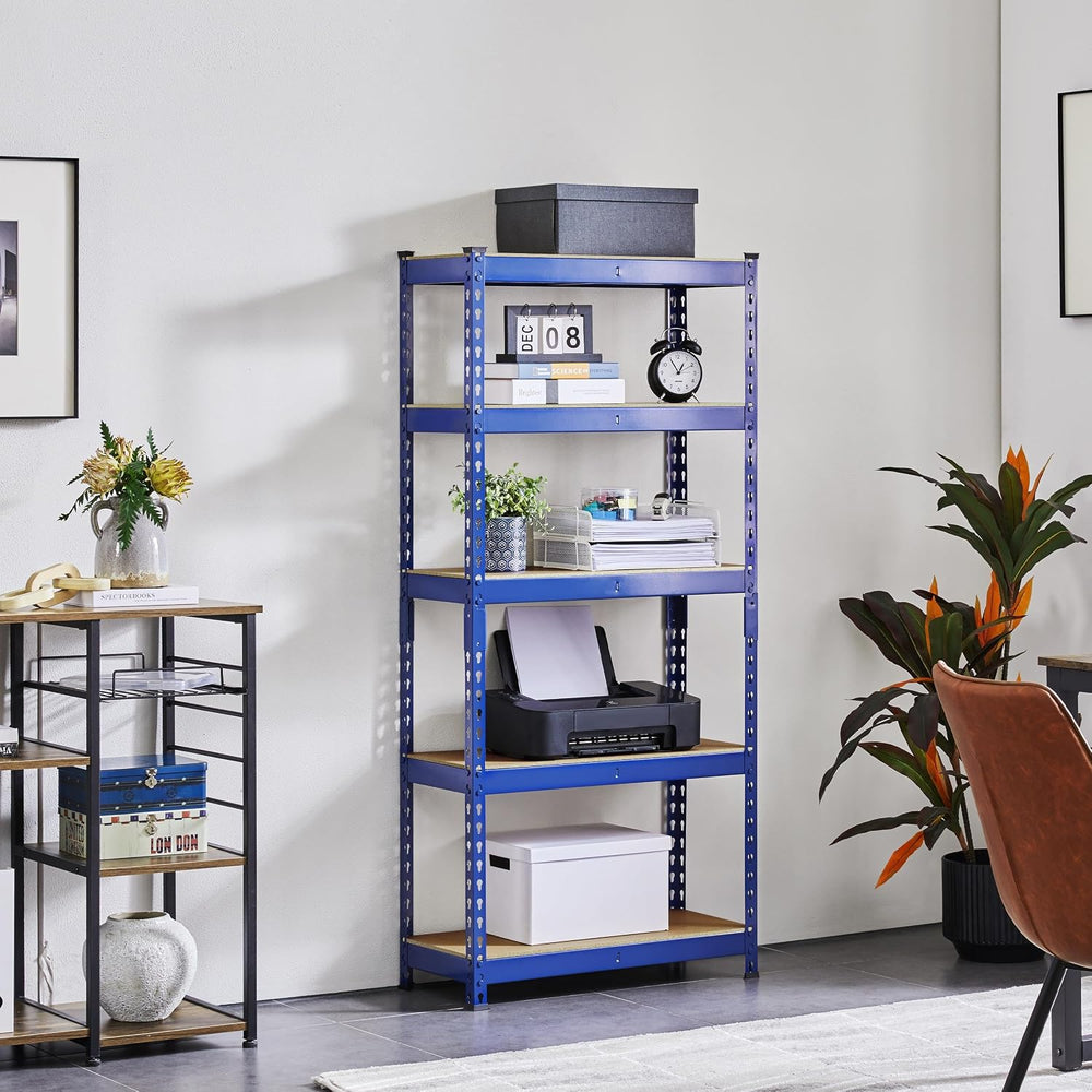 Topeakmart 5 Tier Metal Storage Shelving Unit, 27.5x12x60 Inch, Blue