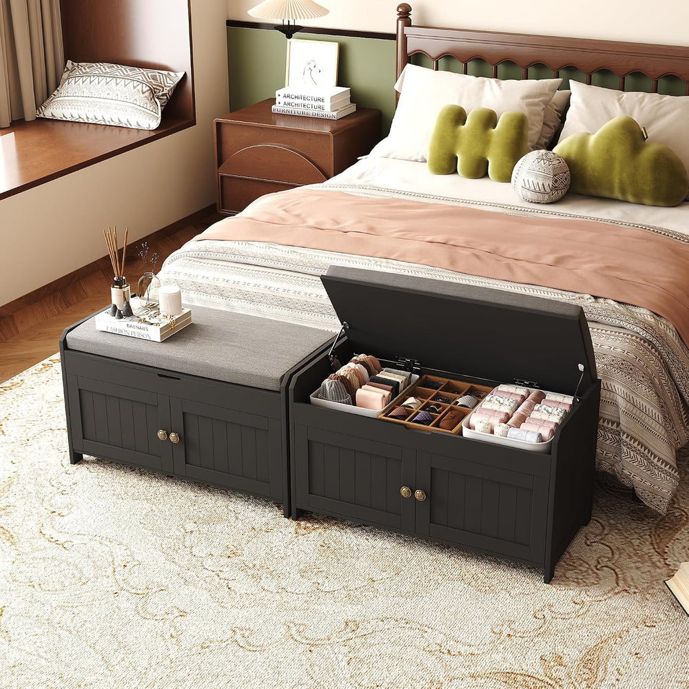 HOMEFORT 30" Shoe Bench with Lift Top Storage, Entryway Bench with Cushi...