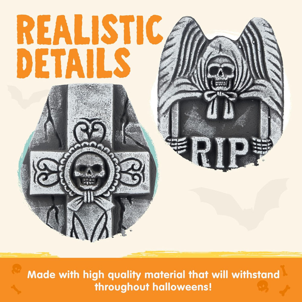 JOYIN 17” Halloween Foam RIP Graveyard Tombstones (5 Pack), Halloween Tombsto...