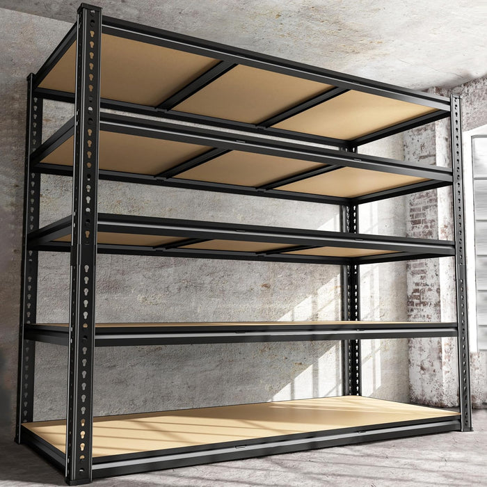 ROOMFAVE 48" W Garage Shelving Heavy Duty 3080LBS,5 Tier,Black, Industrial