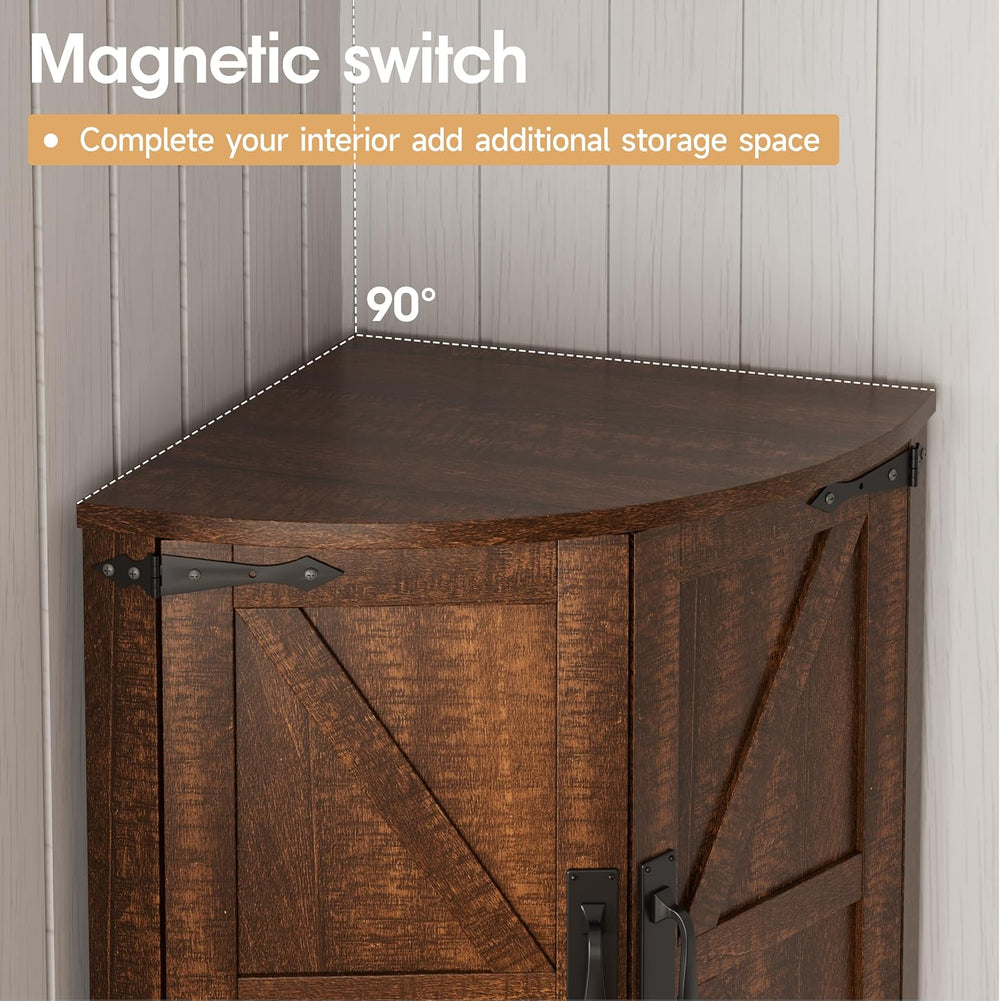 Vabches 64.8" Tall Farmhouse Corner Cabinet with 4 Doors and 5 Storage S...