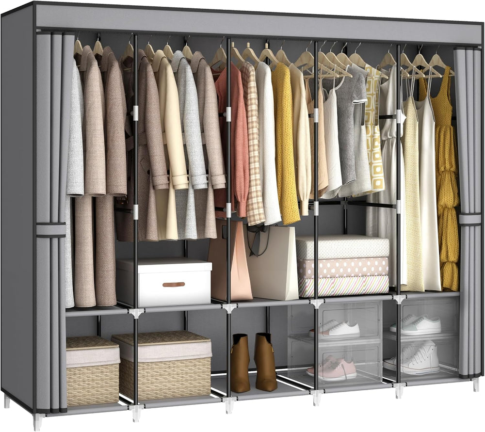 MOGELAFOO 83 Inch Wide Portable Closet Wardrobe, Clothes Storage Rack Organiz...