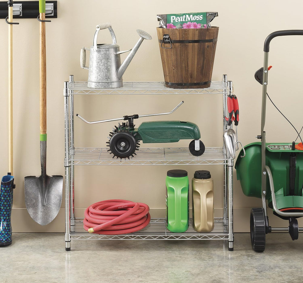 Whitmor 3 Tier Shelving Unit, Metal Storage Shelves, 400 lbs Capacity per She...