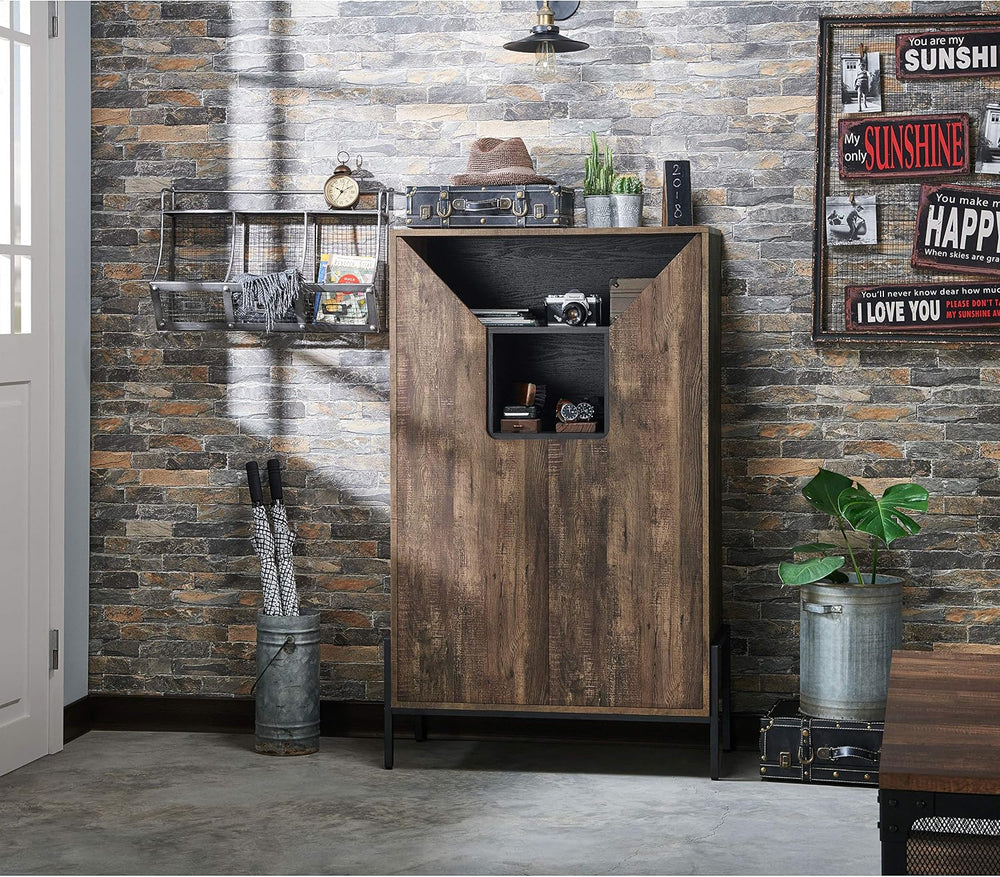 HOMES: Inside + Out Charles Rustic Entryway Shoes Cabinet with 4 Enclosed She...