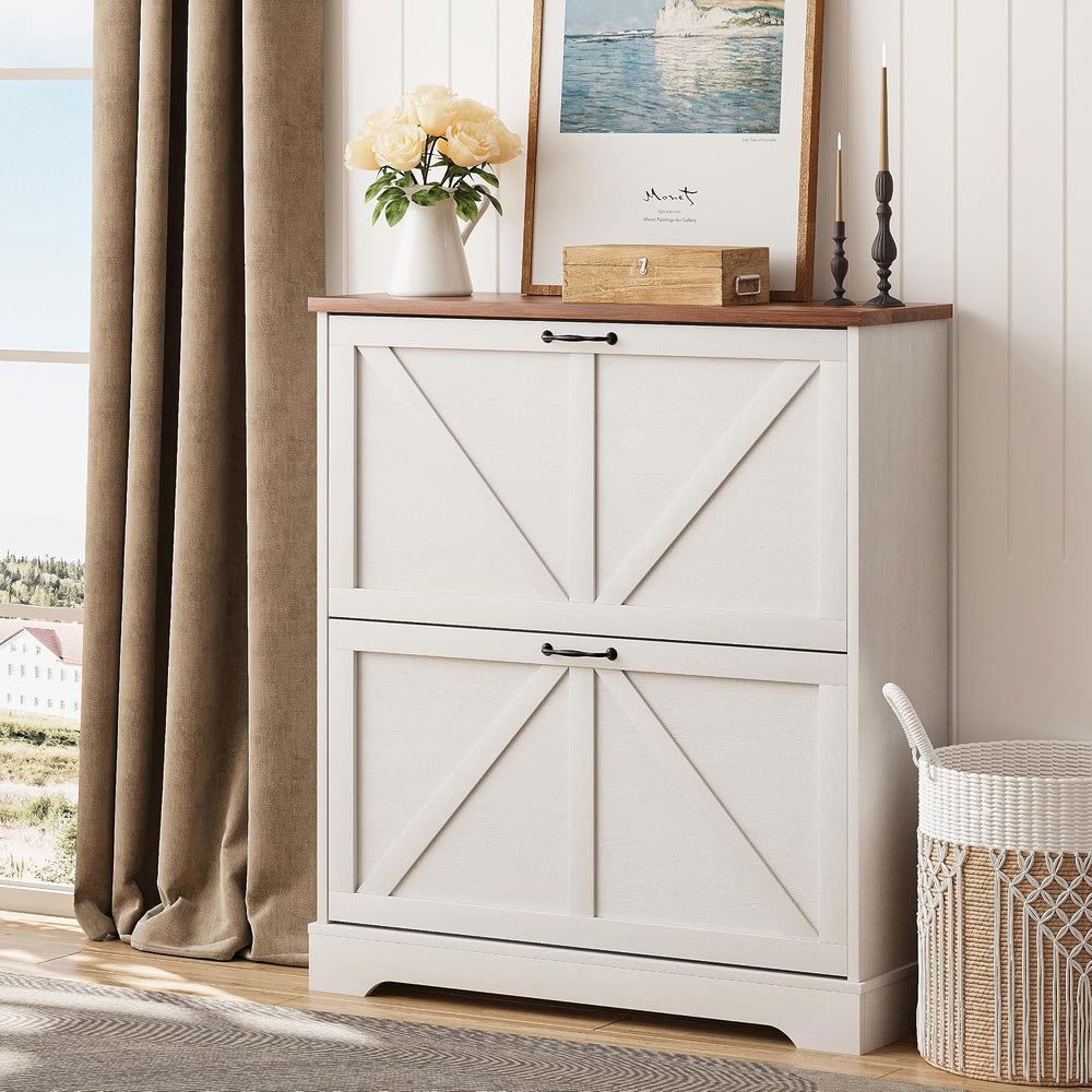 Smart FENDEE Shoe Cabinet, Shoe Storage Cabinet for Entryway with 2 Flip Draw...
