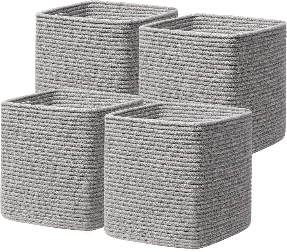 joybest 11inch Cube Storage Bins, Cotton Rope Woven Organizer Basket