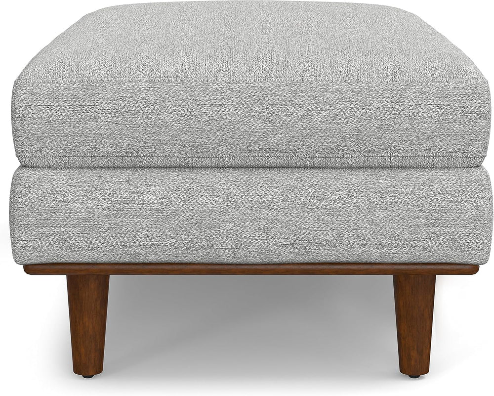 SIMPLIHOME Morrison 49" Wide Woven-Blend Fabric Rectangle Ottoman in Grey