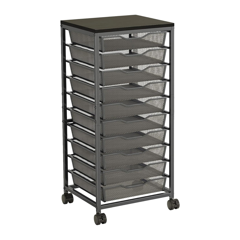 10-Drawer Rolling Storage Cart, Craft Organizers and Storage, Black