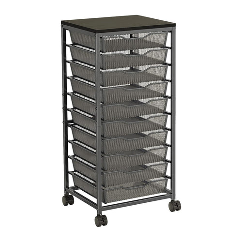 10-Drawer Rolling Storage Cart, Craft Organizers and Storage, Black