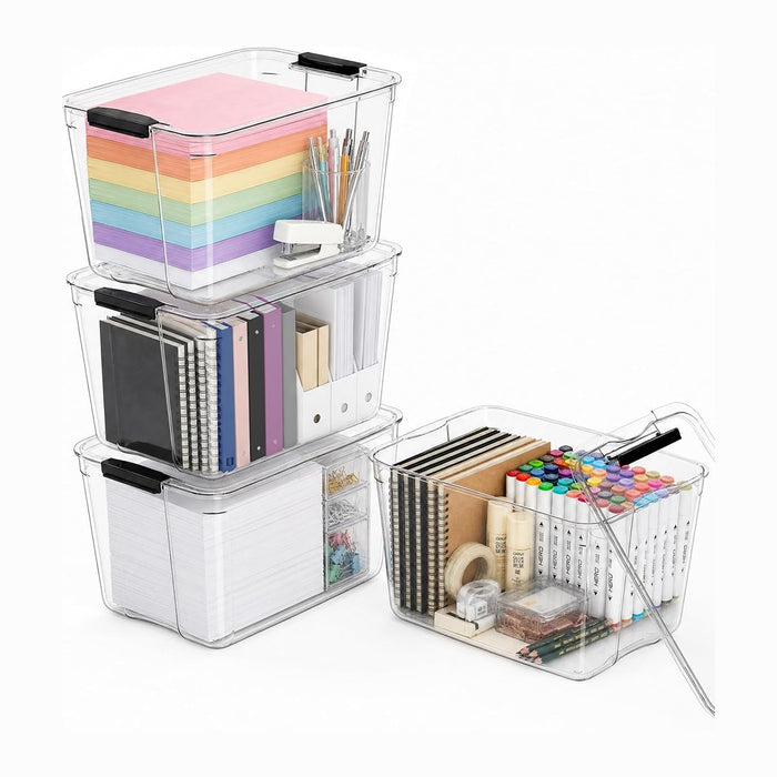 108Qt Stackable Storage Bins with Lids,Clear Latching Organizer Boxes,4Pack