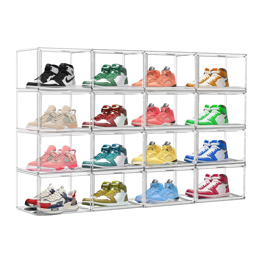 12 Pack Low Profile Clear Shoe Storage Box for Flats,Loafers,Heels