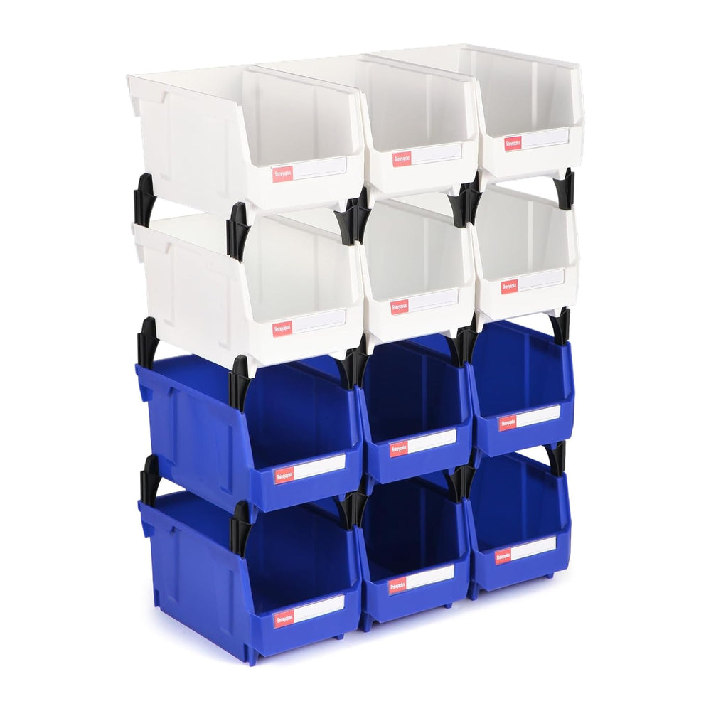 12 Packs Stackable Storage Bins, 7" x 5" x 4" Parts Bin,