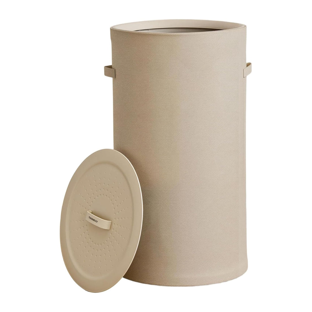 126L Laundry Basket with Lid, Laundry Hamper, Laundry Room, Beige