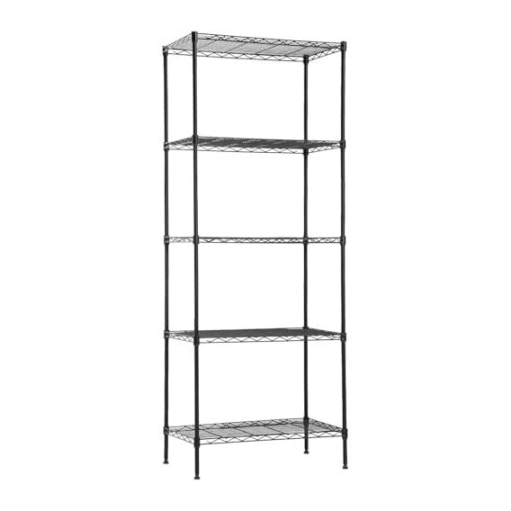 14" D×24" W×60" H Wire Shelving Unit Metal Commercial Shelf with 5 Tier Layer Rack Strong Steel for Restaurant Garage Pantry Kitchen Garage，Black