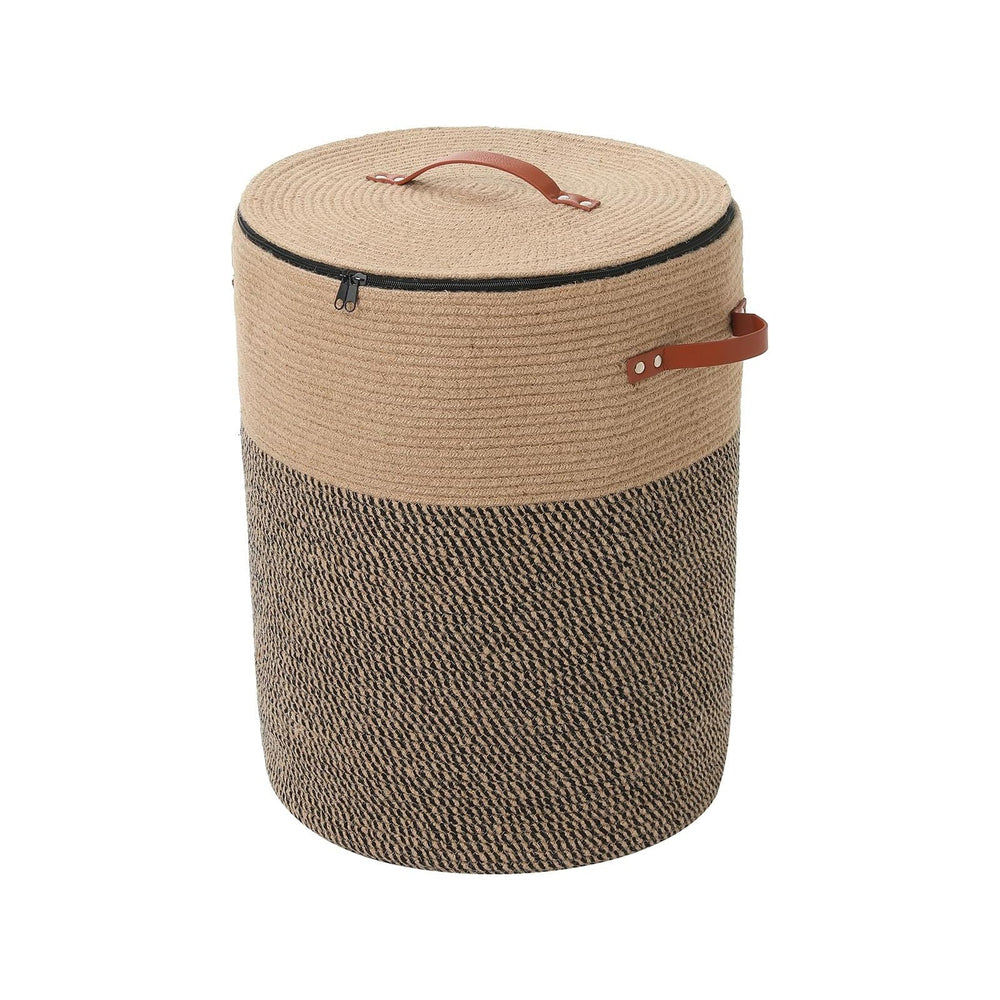 16"x20" Extra Large Cotton Rope Basket with Zipper Lid, Woven Laund...