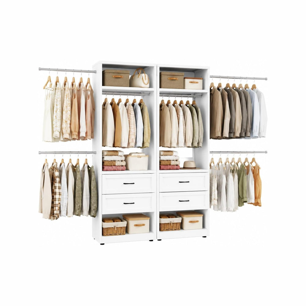 2 Pack 79" H Walk-in Closet System with 4 Expandable Hanging Rods