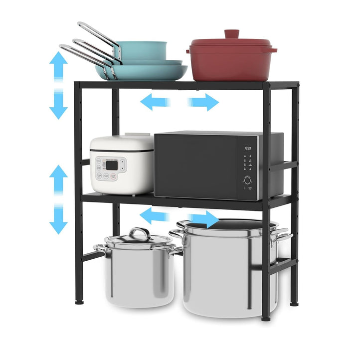 2-Tier Expandable Metal Storage Shelves, 150LBS Heavy Duty Shelving Units and