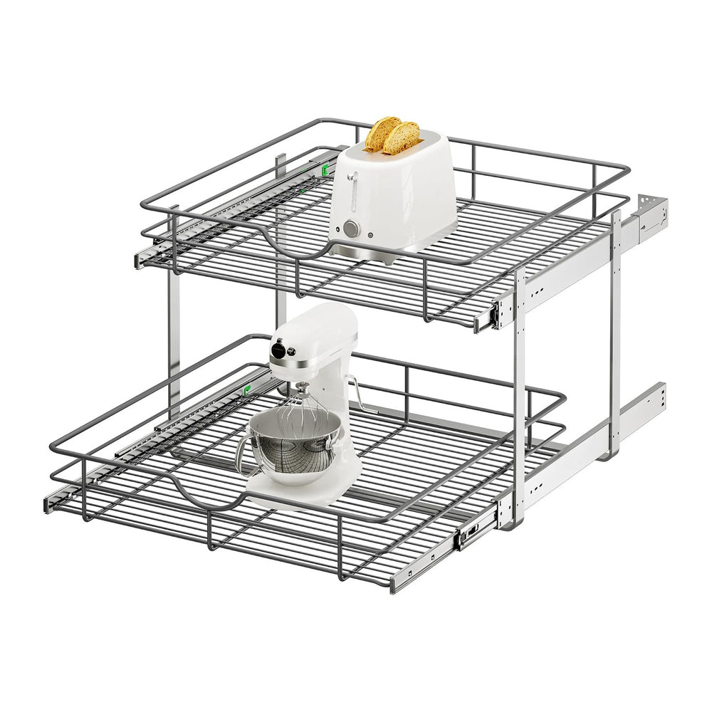 2 Tier Pull Out Cabinet Organizer - 23" W x 22" D Soft Close Slide ...