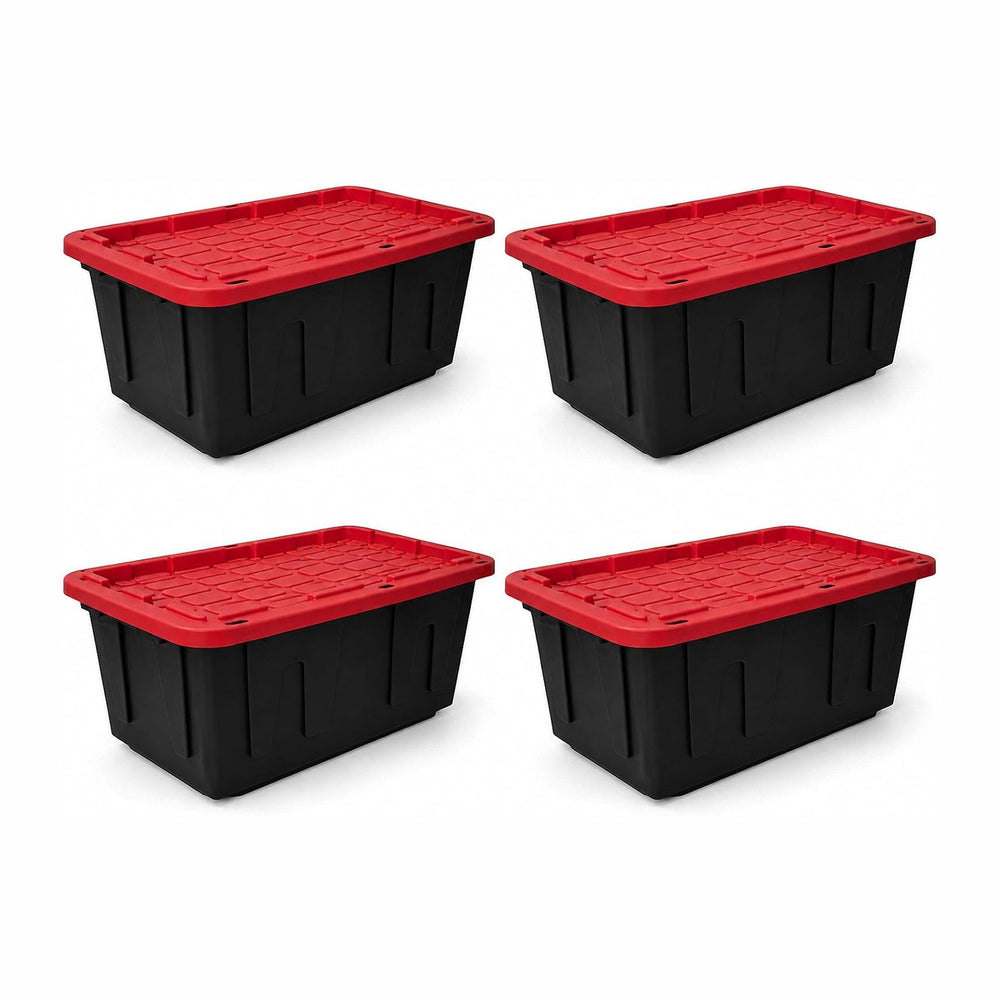 27 Gallon Heavy Duty Storage Bin 4-Pack Stackable Garage Tote for Racks
