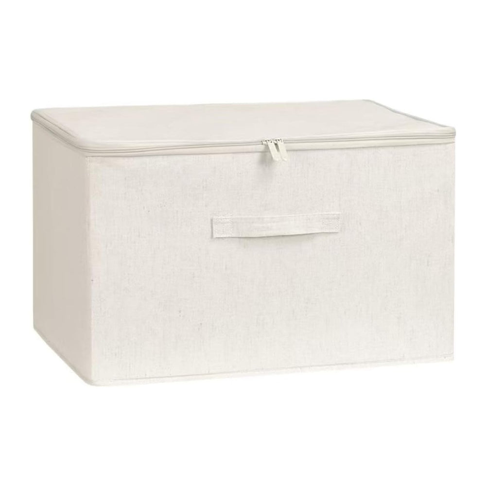 [3 Pack] Beige Cotton Linen Collapsible Storage Bins for Home Organization, W...