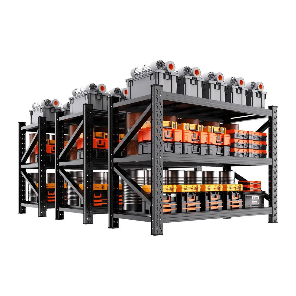 3-Pack Garage Shelving 5000LBS Heavy Duty Metal Shelving Unit 3 Tier Storage ...