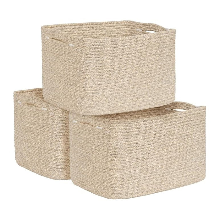 3-Pack Shelf Baskets for Organizing, Woven Storage Basket for Shelves, Cotton