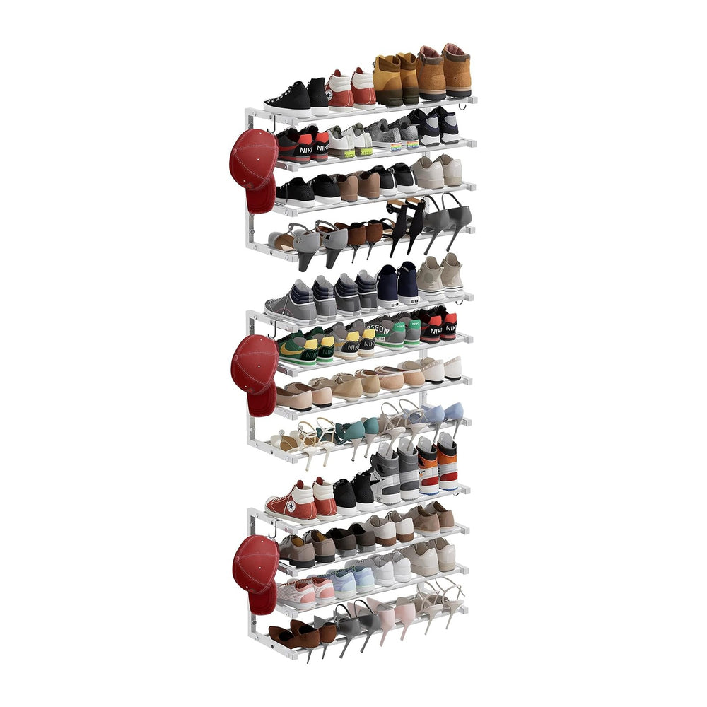 3 Pack Wall Mounted Shoe Rack, 4 Tier Hanging Shoe Rack Holds 48 Pairs, 17&qu...