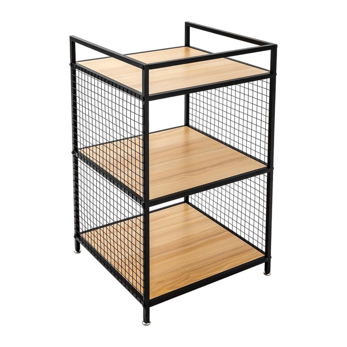 3-Tier Shelving Unit, Metal Small Bookshelf, Rustic Wood Storage Shelf with Metal Frame, Storage Organizer for Living Room, Bedroom, Office, Kitchen, 21.3" x 21.3"x 34.6"