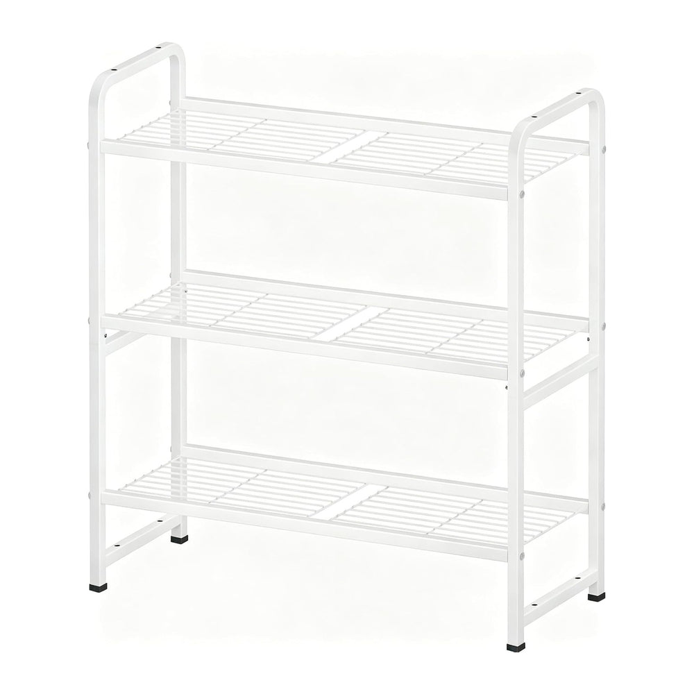3 Tier Simple Shelf Organizer for Indoor Outdoor, Waterproof Heavy Duty Steel...
