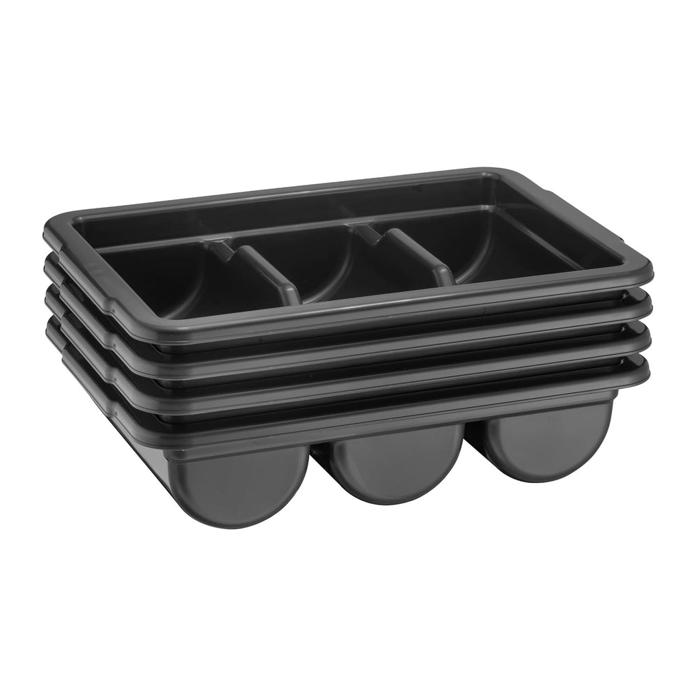 4 Pack - Commercial Cutlery Bin, 3-Compartment Restaurant Kitchen Flatware Tr...